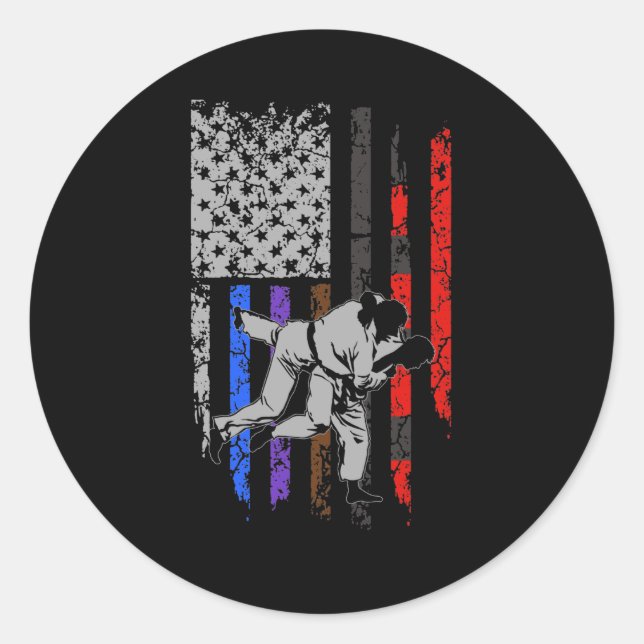 Brazilian Jiu Jitsu Stars & Stripes Rank BJJ Flag Classic Round Sticker (Front)