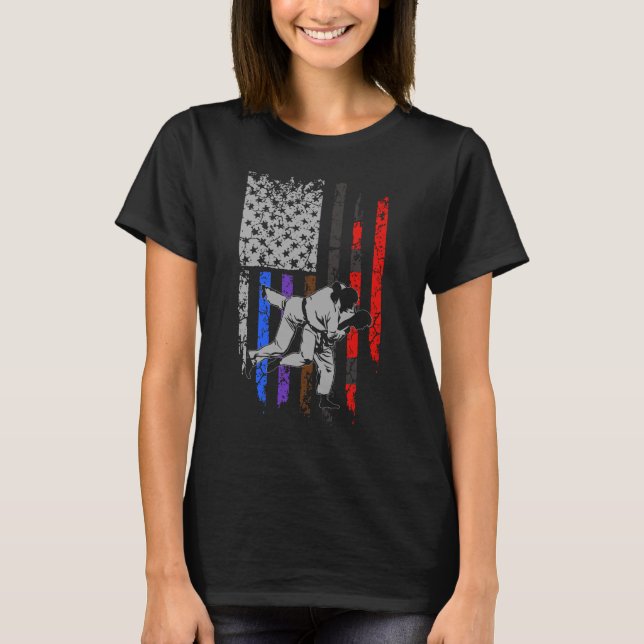 Brazilian Jiu Jitsu Stars & Stripes Rank BJJ Flag T-Shirt (Front)