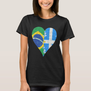 Brazilian Martiniquais Flag Heart T-Shirt