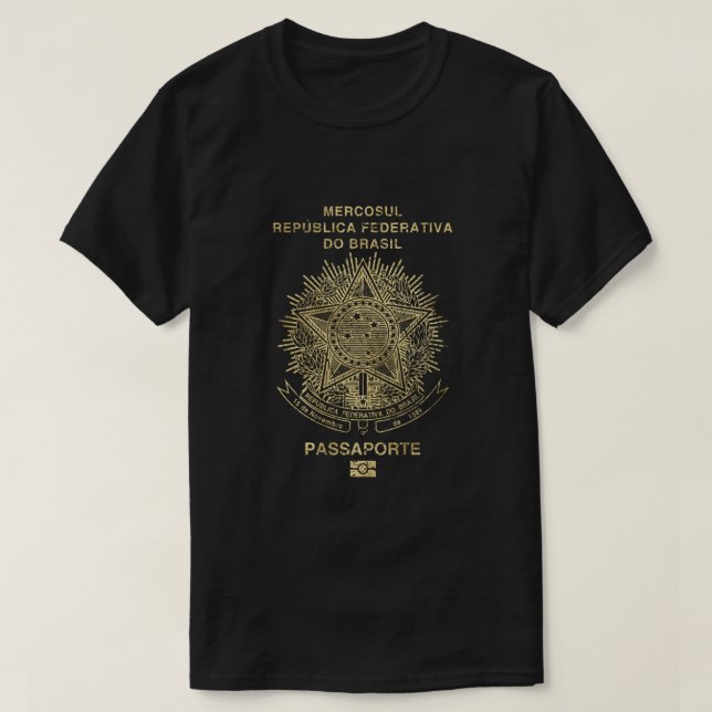 Brazilian Passport - Vintage Gold T-Shirt (Design Front)