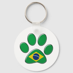 Brazilian patriotic cat keychain