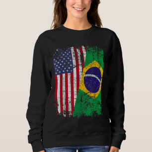 BRAZILIAN ROOTS Half American Flag BRAZIL Sweatshirt