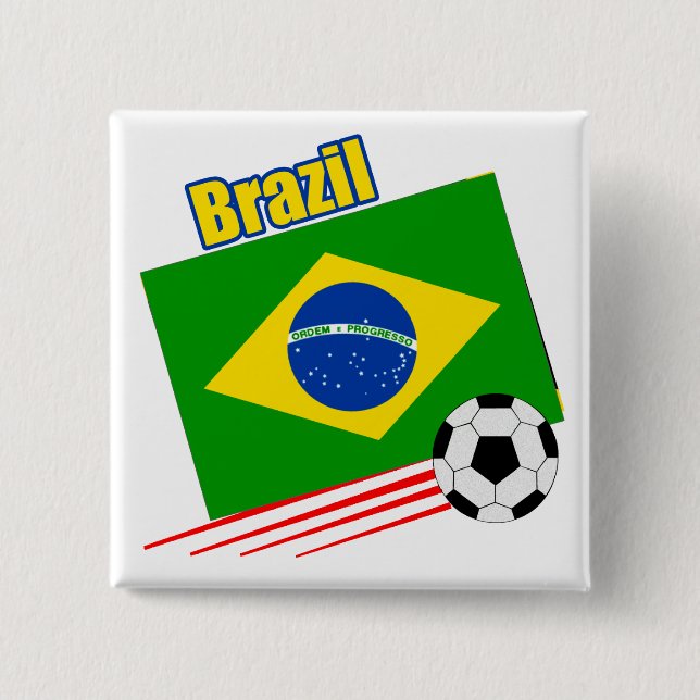 Brazilian Soccer Team 2 Inch Square Button (Front)