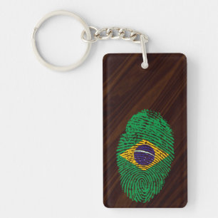Brazilian touch fingerprint flag keychain