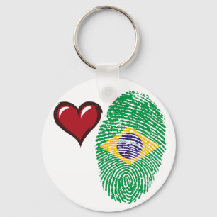 Brazilian touch fingerprint flag keychain