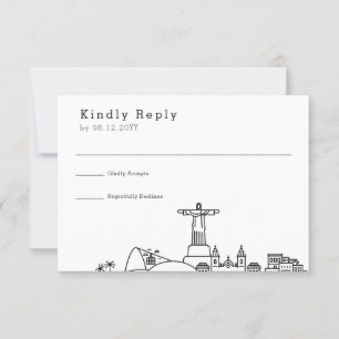 Brazilian Wedding   Stylized Skyline RSVP Card
