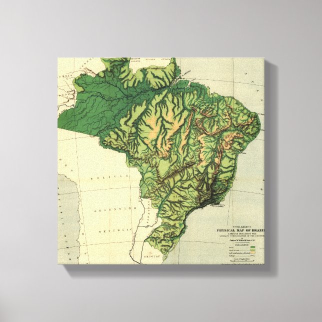 BrazilPhysical Panoramic MapBrazil Canvas Print (Front)
