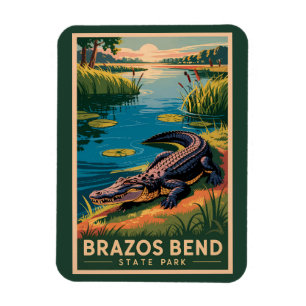 Brazos Bend State Park Texas Travel Art Vintage Magnet