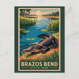 Brazos Bend State Park Texas Travel Art Vintage Postcard