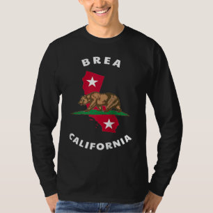 Brea California CA Flag and Bear Badge Souvenir Ra T-Shirt