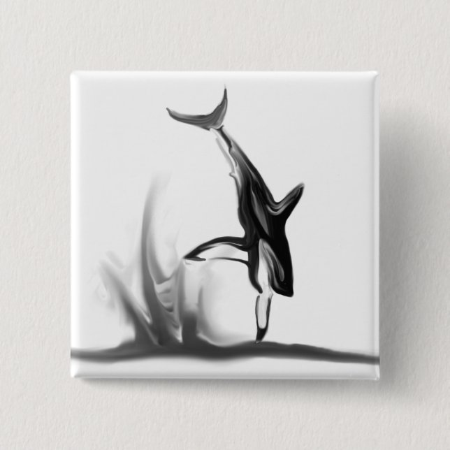 Breaching Great White Shark Hunting a Seal 2 Inch Square Button (Front)