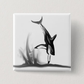 Breaching Great White Shark Hunting a Seal 2 Inch Square Button