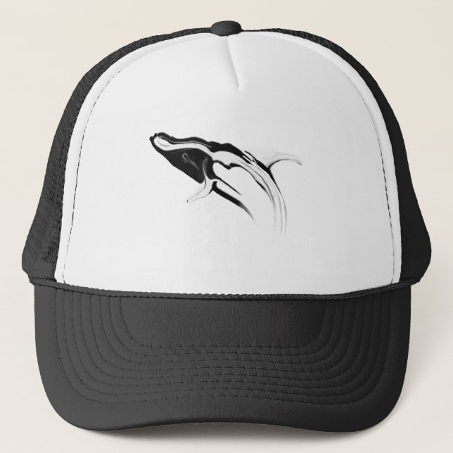 Breaching Humpback Whale Drawing Trucker Hat (Front)