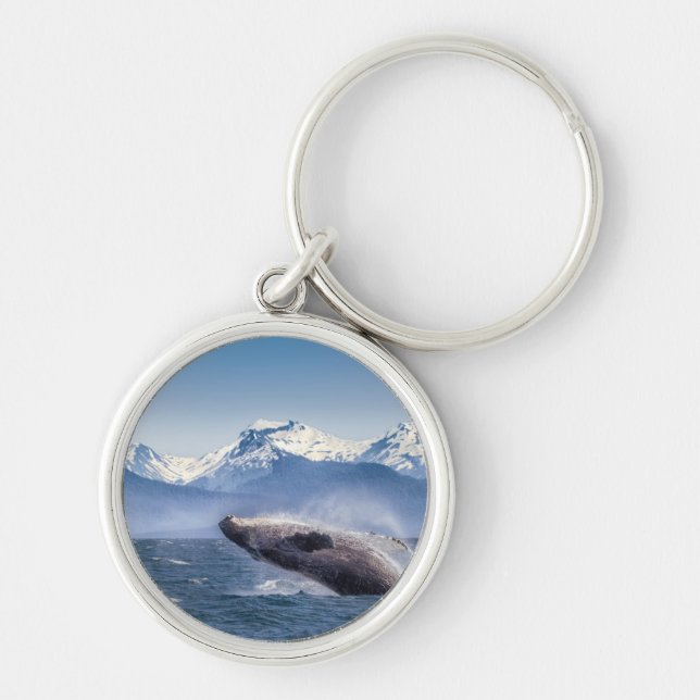 Breaching Humpback Whale In Alaska Keychain (Front)