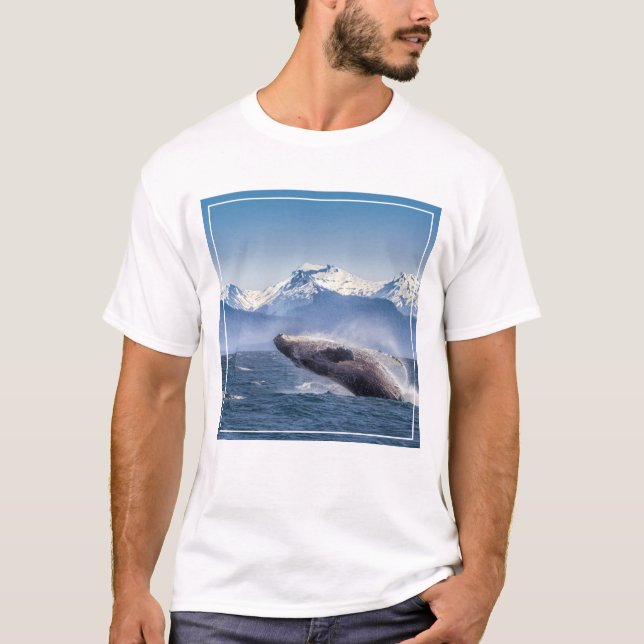 Breaching Humpback Whale In Alaska T-Shirt (Front)