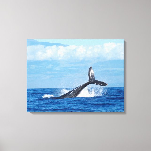 Breaching Whale Blue Sea Canvas Print (Front)