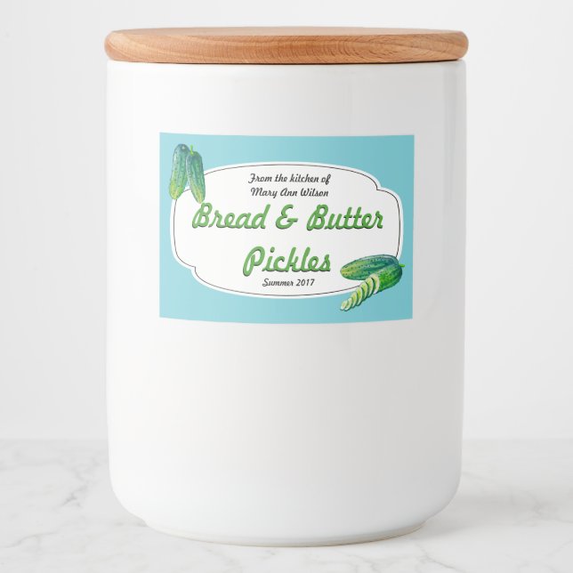 Bread and Butter Pickles Canning Food Label (Front)