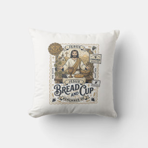 Bread And Cup Jesus Communion Christian Faith Vint Throw Pillow