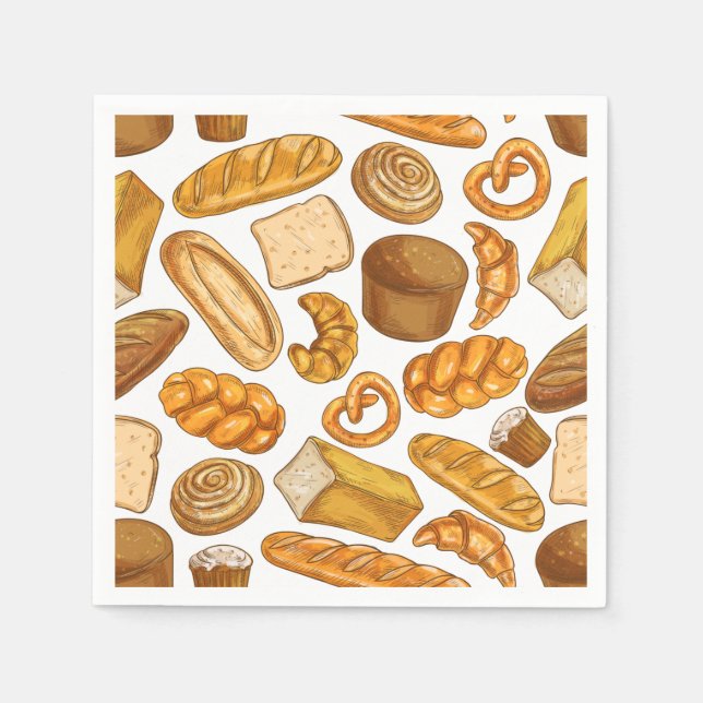 Bread and Pastry Baking, Bakery Tiled Pattern  Napkin (Front)