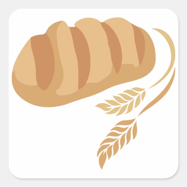 Bread and Wheat Square Sticker (Front)