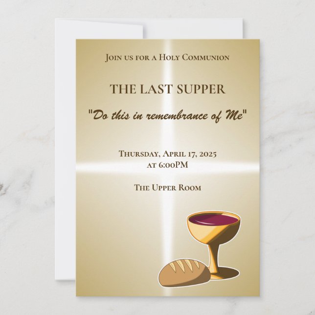 Bread and Wine The Last Supper Easter Communion Invitation (Front)