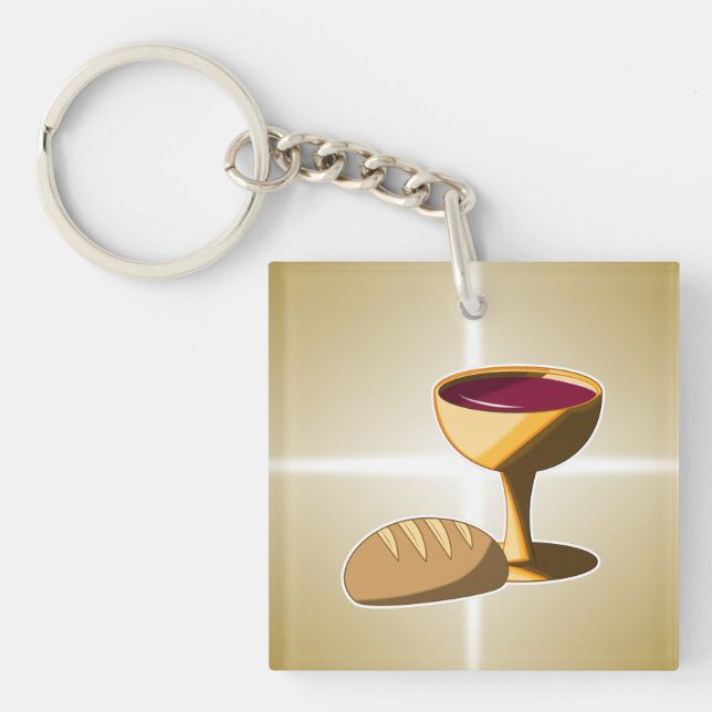 Bread and Wine The Last Supper Easter Communion Keychain (Front)