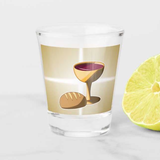 Bread and Wine The Last Supper Easter Communion Shot Glass (Front)