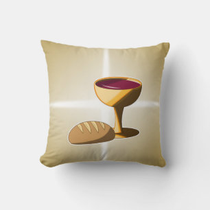 Bread and Wine The Last Supper Easter Communion Throw Pillow