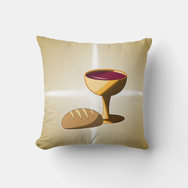 Bread and Wine The Last Supper Easter Communion Throw Pillow (Front)