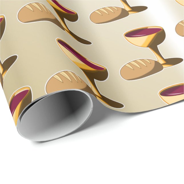 Bread and Wine The Last Supper Easter Communion Wrapping Paper (Roll Corner)