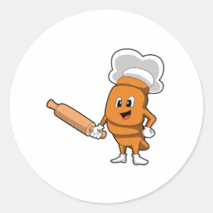 Bread as Cook with Rolling pin Classic Round Sticker