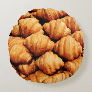 Bread background / Bread is a staple food prepared Round Pillow