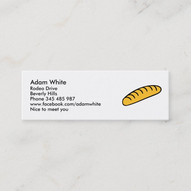 Bread baguette mini business card (Front)