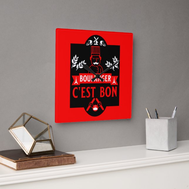 Bread Baker Square Wall Clock (Office)