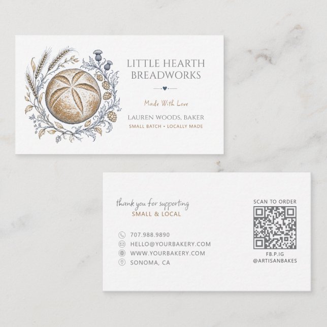 Bread bakery Botanical Loaf  Business Card (Front/Back)