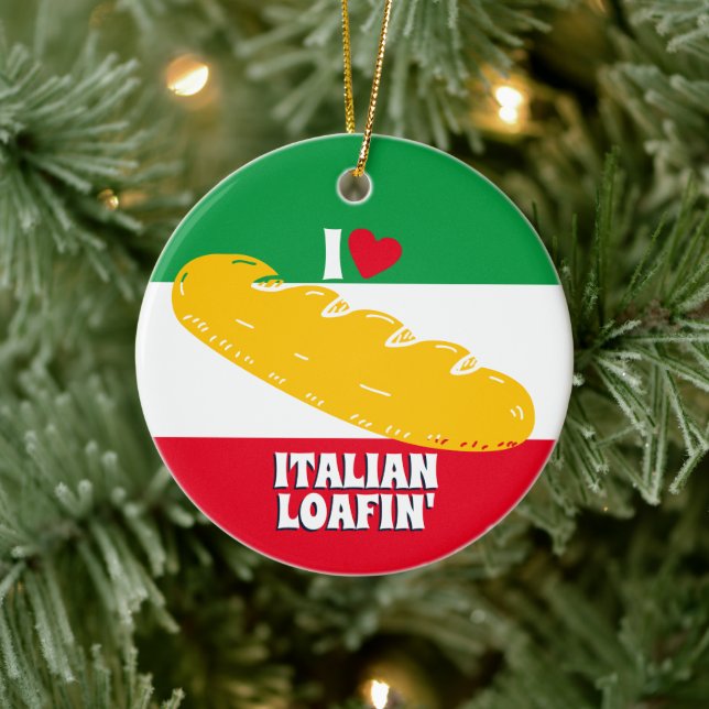 Bread bakery loafing Italian French Christmas Ceramic Ornament (Tree)