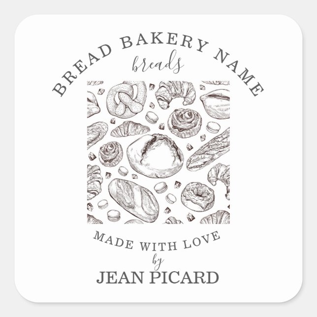 Bread Bakery Made With Love Product Label (Front)