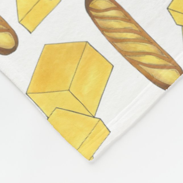 Bread Butter Baguette French Bakery Loaf Foodie Fleece Blanket (Corner)