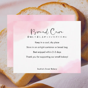 Bread Care Instructions Simple Pink Watercolor Thank You Card