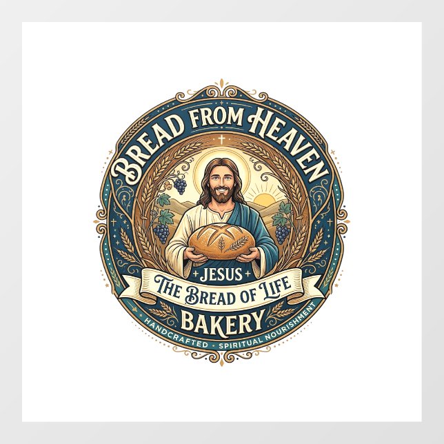 Bread From Heaven Jesus Bread Life Bakery Christia Window Cling (Sheet)