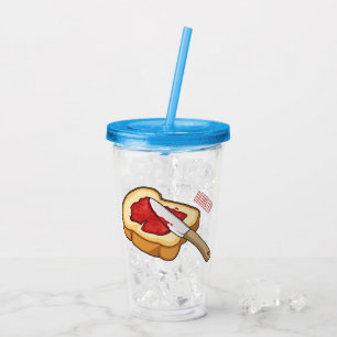Bread & jam cartoon illustration acrylic tumbler