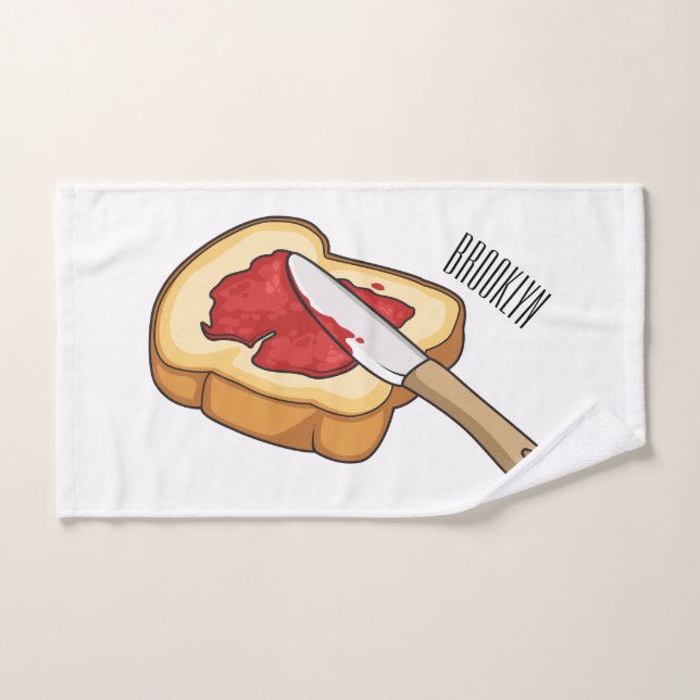 Bread & jam cartoon illustration bath towel set (Hand Towel)