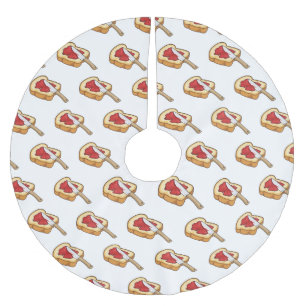 Bread & jam cartoon illustration brushed polyester tree skirt