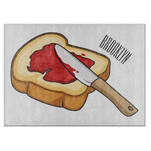Bread & jam cartoon illustration  cutting board