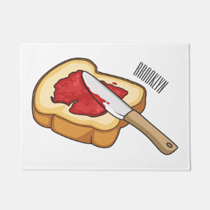 Bread & jam cartoon illustration doormat