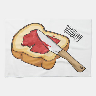 Bread & jam cartoon illustration kitchen towel