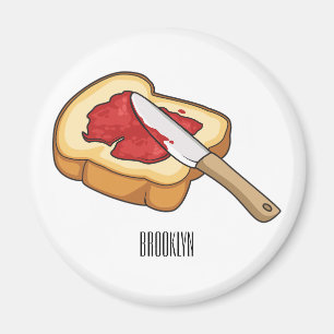 Bread & jam cartoon illustration magnet