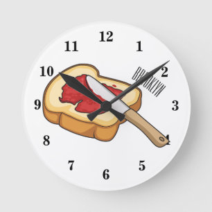 Bread & jam cartoon illustration round clock