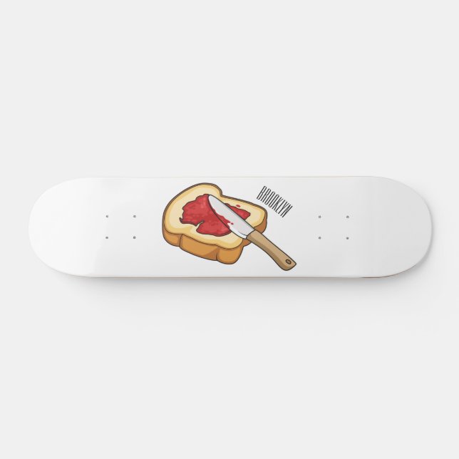 Bread & jam cartoon illustration skateboard (Horz)