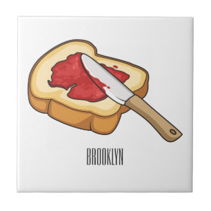 Bread & jam cartoon illustration tile